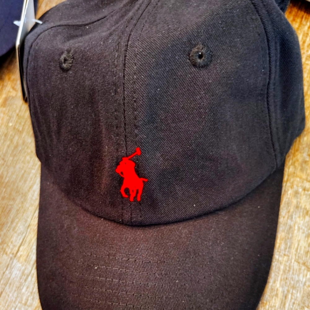 Men's/Women's black with Red Polo RL Logo Cap